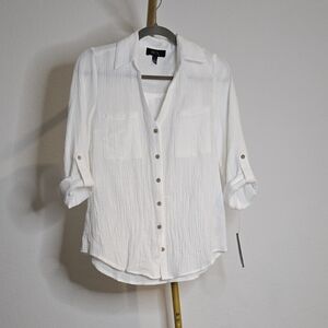 NWT BCX Ivory Button-Up Blouse